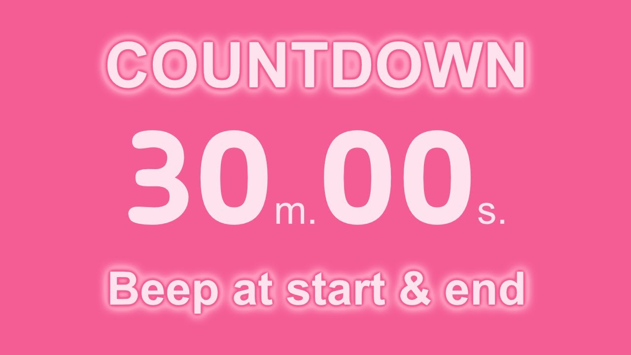 30-Minute Countdown Timer | Beep Start & End | Electric Pink Power | 4K
