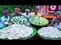 1000 idli with mutton kulambu  best combination village recipes  1000 idlis cooking in village