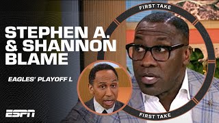 👉 Stephen A. \& Shannon Sharpe POINT BLAME after the Eagles' playoff loss to the Bucs 👈 | First Take