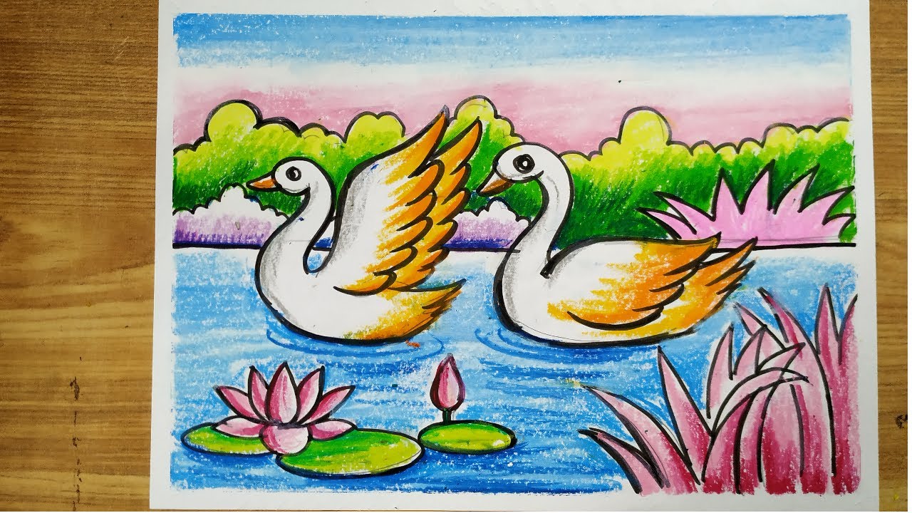 Discover 155+ swan drawing with colour