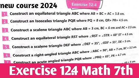 Exercise 12.4 Class 7th Math kpk and PTB new course 2022 | unit 12 Ex 12.4 Math 7 SNC