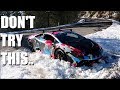 DONT TRY THIS.. Supercharged Lamborghini STUCK Snow Drifting!