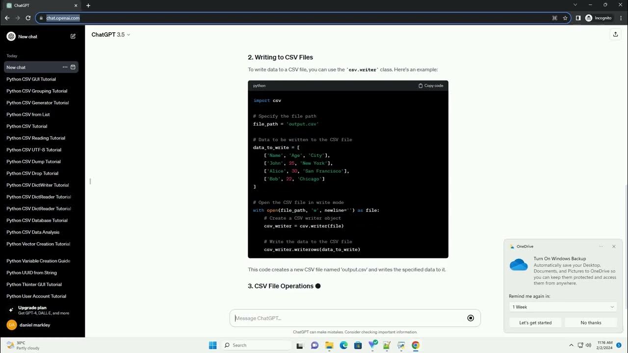 Python csv handling youtube