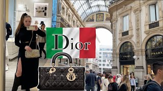 Milan Luxury Shopping Vlog at Dior → FULL STORE TOUR AND TRYING ON ALL DIOR BAGS in ITALY