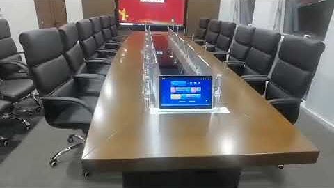 Paperless conference solution lcd monitor screen lift with pop up screen and microphone