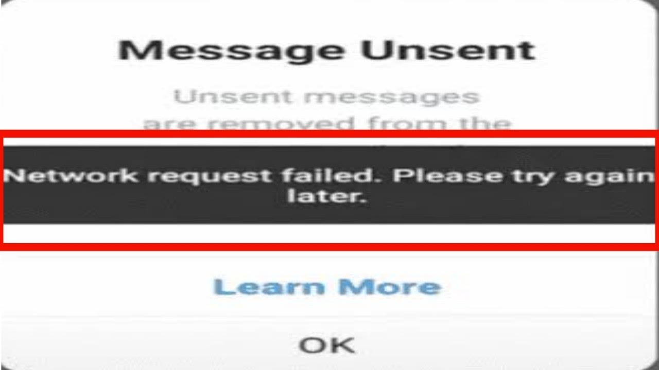 Fix Instagram Message Failed to send network request please try again when Connection improves error