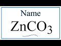 Zinc Carbonate Compounds and Properties
