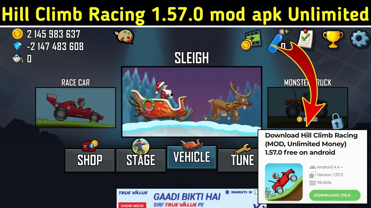 Hill climb Racing mod apk New 1.57.0 hack mod apk