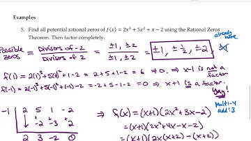 Math 107 - Section 5.5 — Real Zeros of Polynomials - Extra Examples