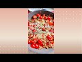たっぷりミニトマトと挽肉のチーズ炒め/Cherry tomatoes and ground meat grilled with cheese.
