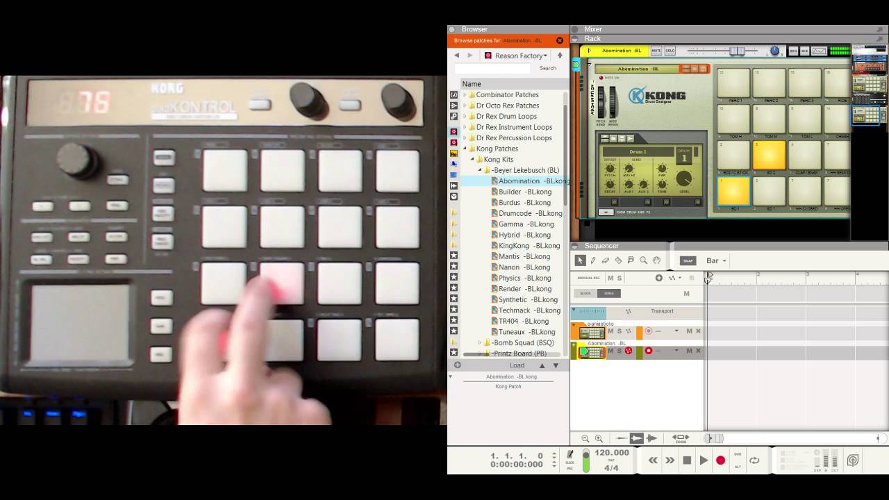 Finger Drumming on Abomination (one-handed, Reason, padKONTROL)