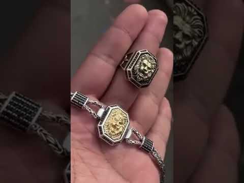 اول مره وحصري خاتم وانسيال الاسد رووعه الفضه الايطالي فقط علي ملك سيلفر ملك الفضه 