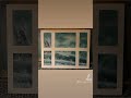 Bob Ross style oil painting ocean through a window