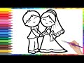 How to draw a wedding with a bride and groom for children/Bolalar uchun to'yni qanday chizish mumkin