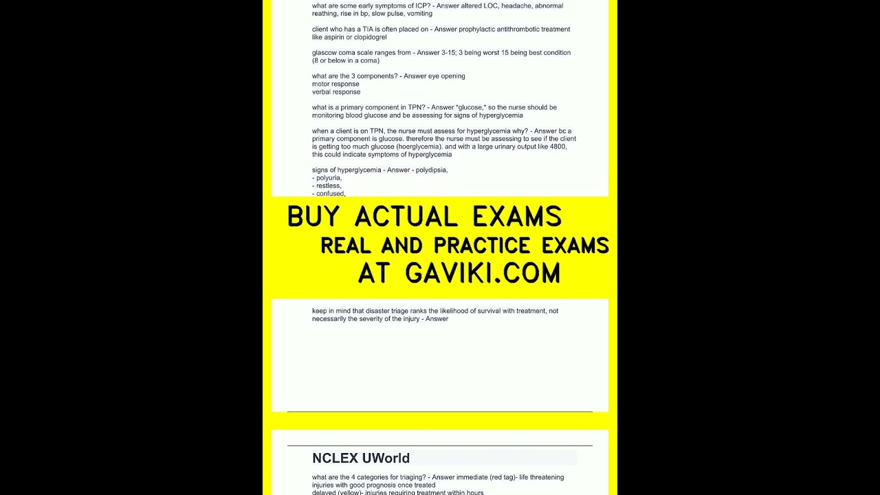 NCLEX UWorld 20212022 question s and answers video