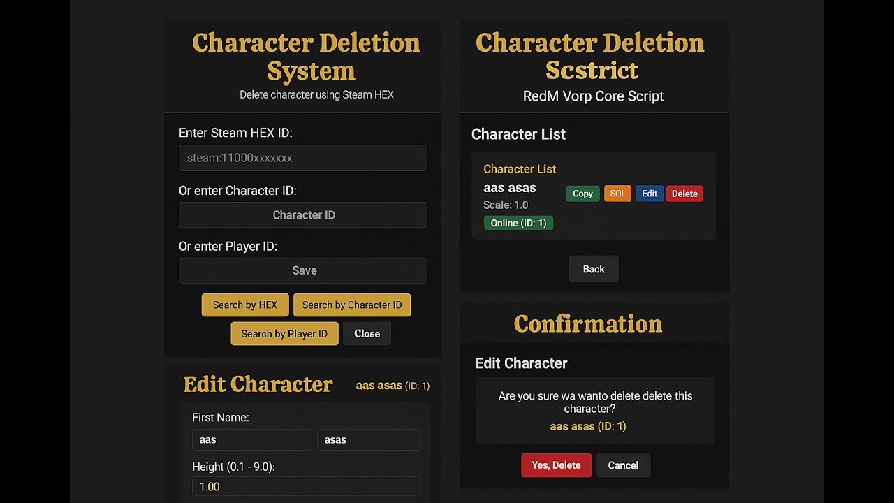 [FREE] VorpCore Character Delete & Height Editor | Eksosoft - YouTube