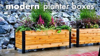 DIY Modern Raised Planter Box // How To Build  Woodworking