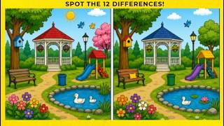 Spot the Difference Day 1 | Find All 12 Differences 🔍 | Brain Game for Kids (Ages 2+) 🧩