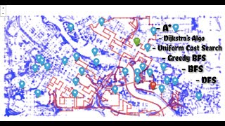 Pathfinding Algorithms  Visualization  | Dijkstra's | A*  (A star) | Greedy BFS (UCS) | BFS | DFS