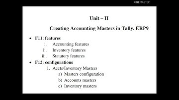 Unit II.  Tally. ERP 9.. F11 features and f12 configuration
