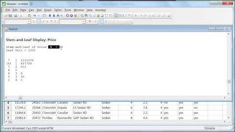 Stem and Leaf plots in Minitab