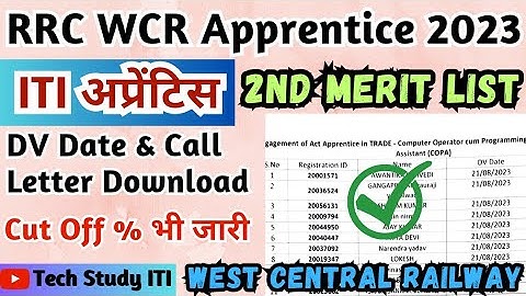 RRC WCR Apprentice 2nd Merit List 2023, West Central Railway Apprentice Merit List 2023