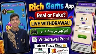 Rich Gems App Real or Fake? | Live proof Withdrawal successful | Pakistan App Online Earning 2026 💸 screenshot 2