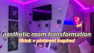 aesthetic room transformation 2020! *tiktok + pinterest inspired* redecorating my room!
