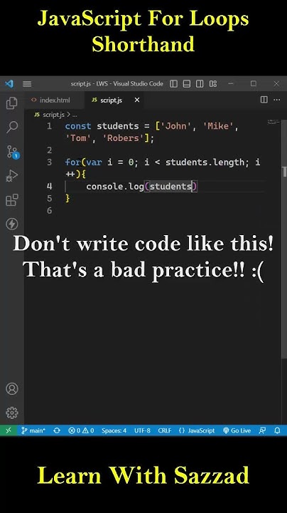 JavaScript For Loops Shorthand #shorts #reels #js #javascript - YouTube