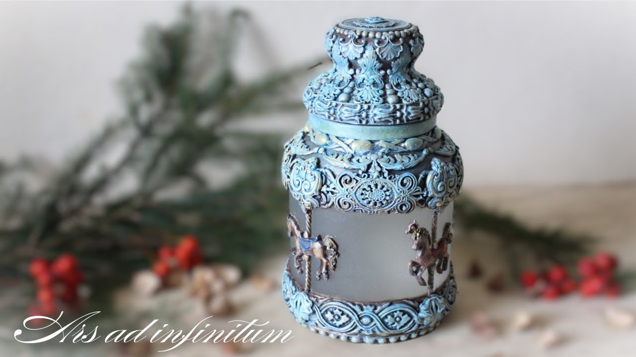 Słoik inspirowany karuzelą. / A jar inspired by a carousel. Decoupage. Tutorial.