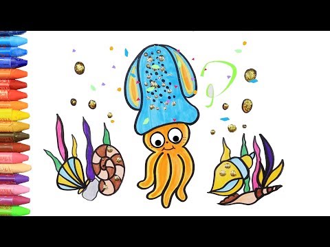 Как нарисовать осьминог с MiMi 😺 | Раскраски детей HD | Рисование и окраска 🎨
