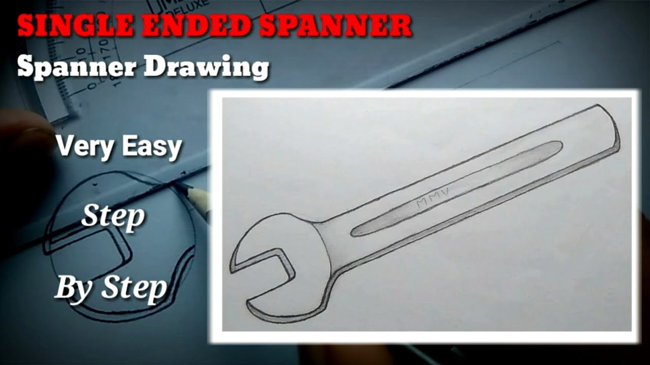 How To Draw Spanner / Free Hand Single Ended Spanner Drawing YouTube