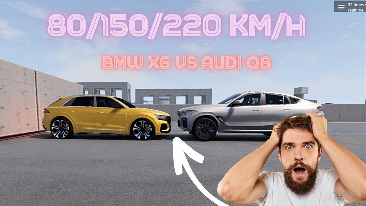 BMW X6 vs Audi Q8 Crash Test at 80, 150, and 220 km/h YouTube