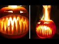 Flaming Halloween Pumpkin with Fangs