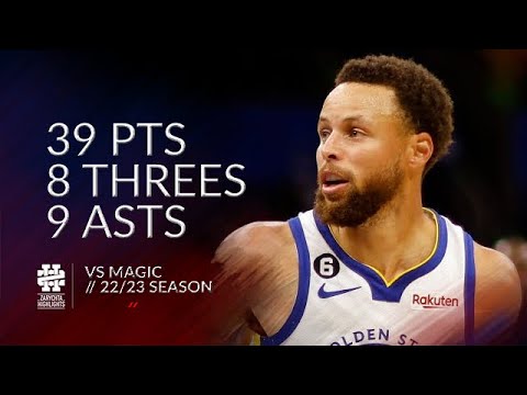 Stephen Curry 39 pts 8 threes 9 asts vs Magic 22/23 season
