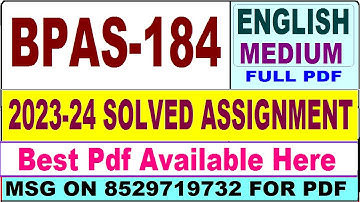BPAS 184 solved assignment 2023-24 || bpas 184 solved assignment 2024 in English || bpas 184 english