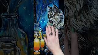 До И После ❤️#Art #Shortvideo #Artist #Oilpastel #Painting #Arts  #Кот #Маслянаяпастель #Cat #Shorts