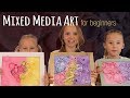 Mixed media art for kids or beginners  recycled art by three sisters