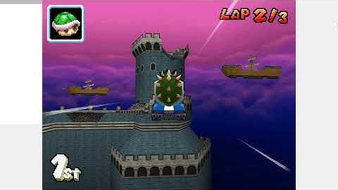 Mario Kart DS 150cc Race On Airship Fortress Played As Bowser Enhanced Graphics + Main Screen