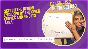 6.1.16 Sketch the region enclosed by the given curves and find its area.  y = cos(x), y = 2 - cos(x)