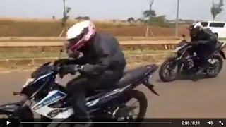 Hot Gan !!! Adu Drag Honda Sonic 150 Vs Satria Fu