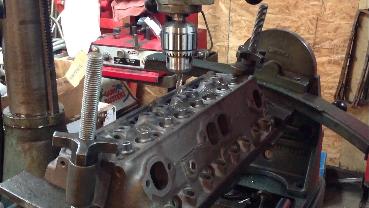 SBC head machining screw in studs guideplates conversion YouTube
