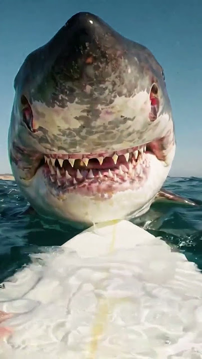 Giant Great White Shark Gets WAY Too Close To Surfboard! | AI