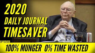 TIMESAVER EDIT 2020 Daily Journal Annual Meeting Full Introduction & Q&A with Charlie Munger by IDP 1,525 views 2 years ago 1 hour, 32 minutes