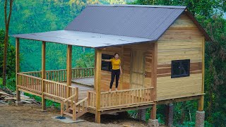 TIMELAPSE: START to FINISH Alone Building wooden House  Build a concrete road to the cabin