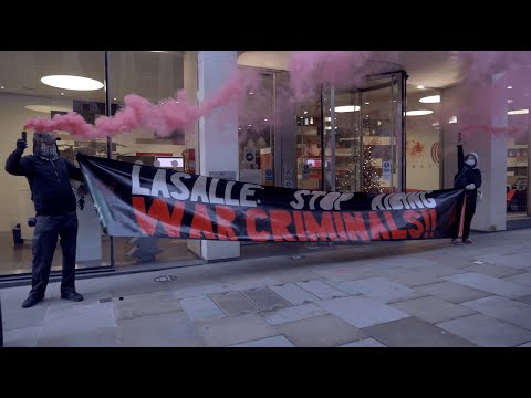 Red paint sprayed in protest at offices of Jones Lang LaSalle