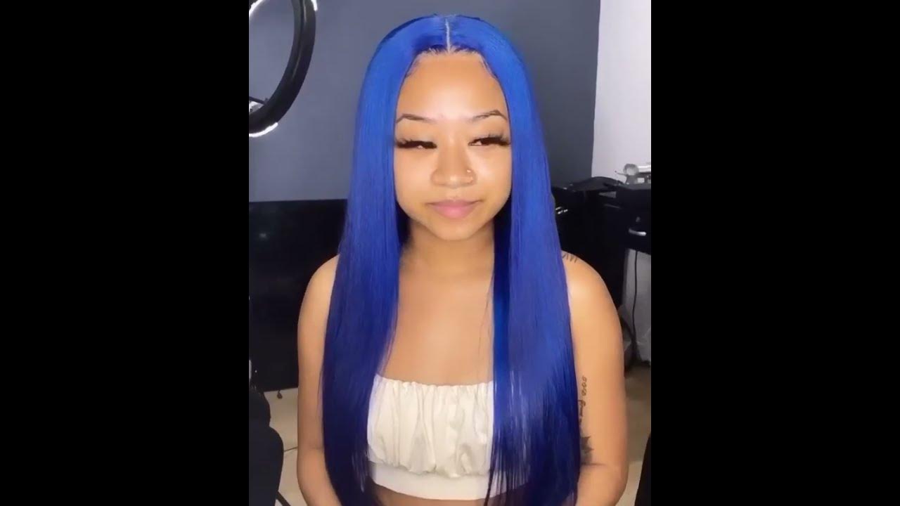 2. Natural Blue Human Hair Wig - wide 3