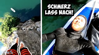 Zu hoch?! LEICHTSINNIGER Sprung aus unbekannter Höhe! Klippenspringen am Iseosee