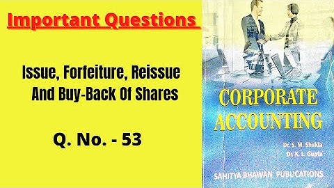 Corporate Accounting 2021-22 | Issue, Forfeiture and Reissue Of Shares | #drsmshukla | #Bcom | Q. 53