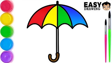 Easy ☂️ UMBRELLA Drawing | How 2 DRAW + COLOR an Umbrella | छाता का आसान चित्र कैसे बनाएं